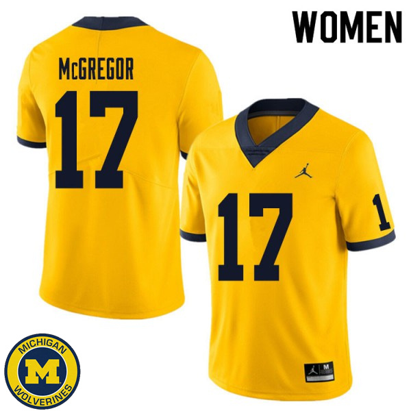 Women's University of Michigan #17 Braiden McGregor Yellow High School Jersey